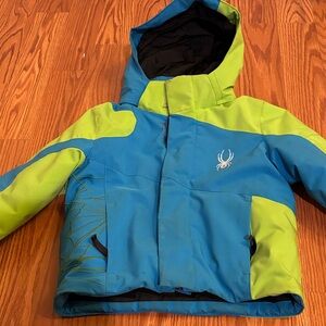 3T Spyder Kids Vibrant Blue and Lime Puffer Jacket